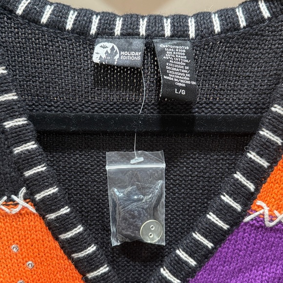 Holiday Editions Halloween Sweater Vest - Black, Orange, Purple - Picture 2 of 2